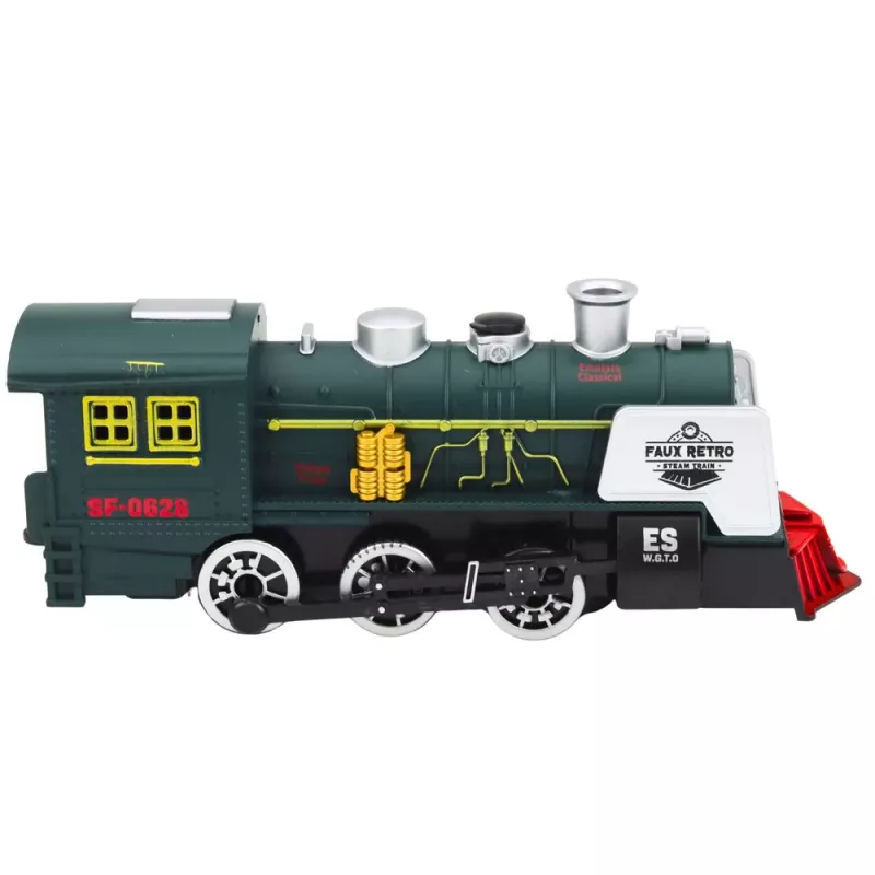 LEAN TOYS Locomotora Clásica Sensor de Obstáculos Humo Luz Sonido Verde