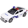 LEAN TOYS Coche de Policía con Puertas Abatibles, Motorizado Luz y Sonido, Blanco