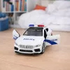 LEAN TOYS Coche de Policía con Puertas Abatibles, Motorizado Luz y Sonido, Blanco