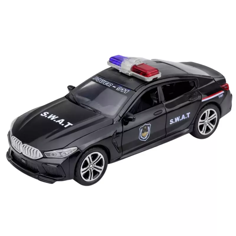LEAN TOYS Coche Unidad Especial SWAT Puertas Abatibles Tracción Luces Sonidos Negro