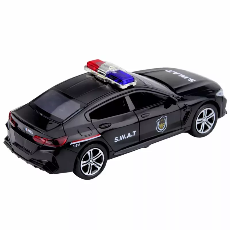LEAN TOYS Coche Unidad Especial SWAT Puertas Abatibles Tracción Luces Sonidos Negro