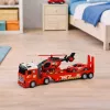 LEAN TOYS Set de Rescate de Bomberos con Camión de Bomberos, Grúa, Helicóptero, Coche, Luz y Sonido