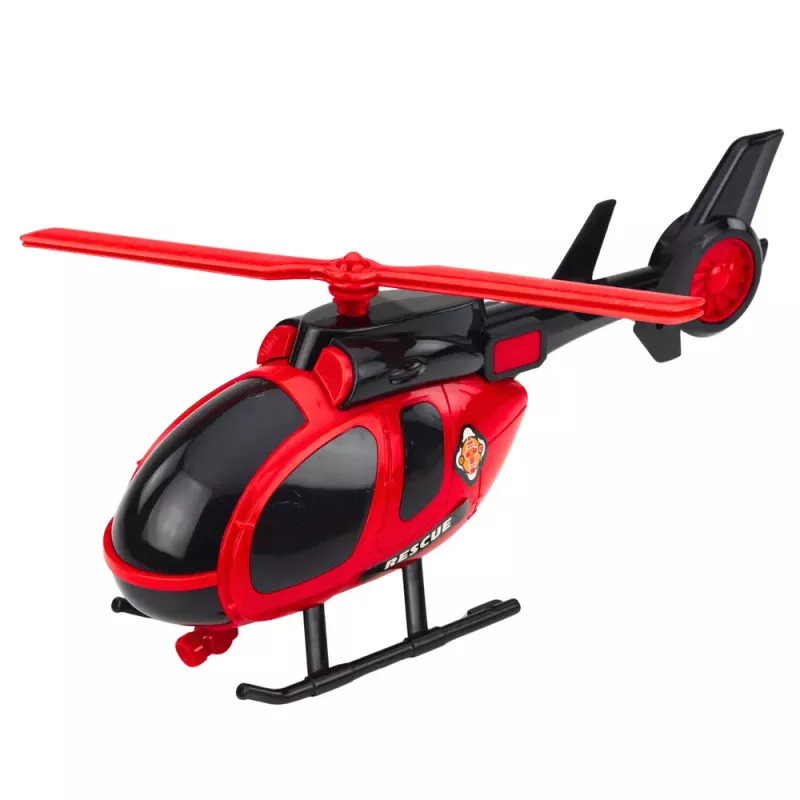 LEAN TOYS Set de Rescate de Bomberos con Camión de Bomberos, Grúa, Helicóptero, Coche, Luz y Sonido