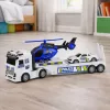 LEAN TOYS Set Camión de Policía Camión Grúa Coche Helicóptero Luces Sonido
