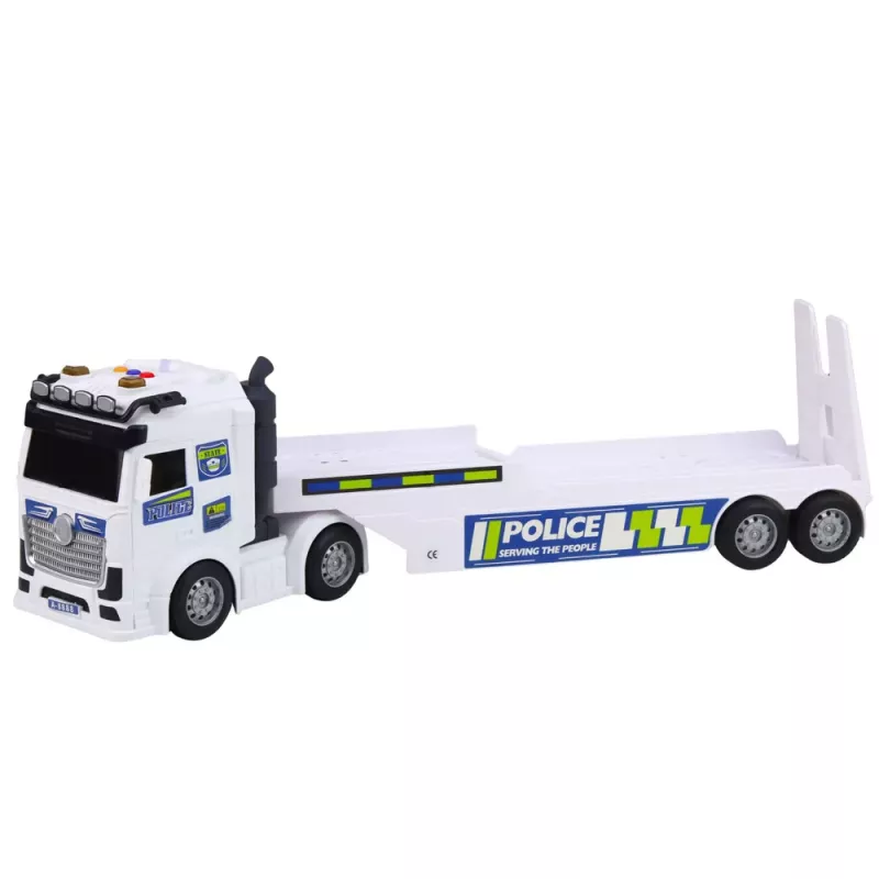 LEAN TOYS Set Camión de Policía Camión Grúa Coche Helicóptero Luces Sonido