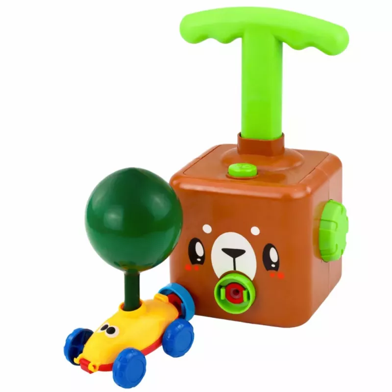 LEAN TOYS Set de juego con lanzador de globos, coches y osito de peluche para niños