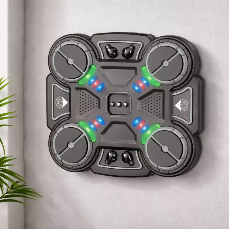 LEAN TOYS Escudo interactivo de entrenamiento de boxeo con música y luces LED, 3 niveles, negro