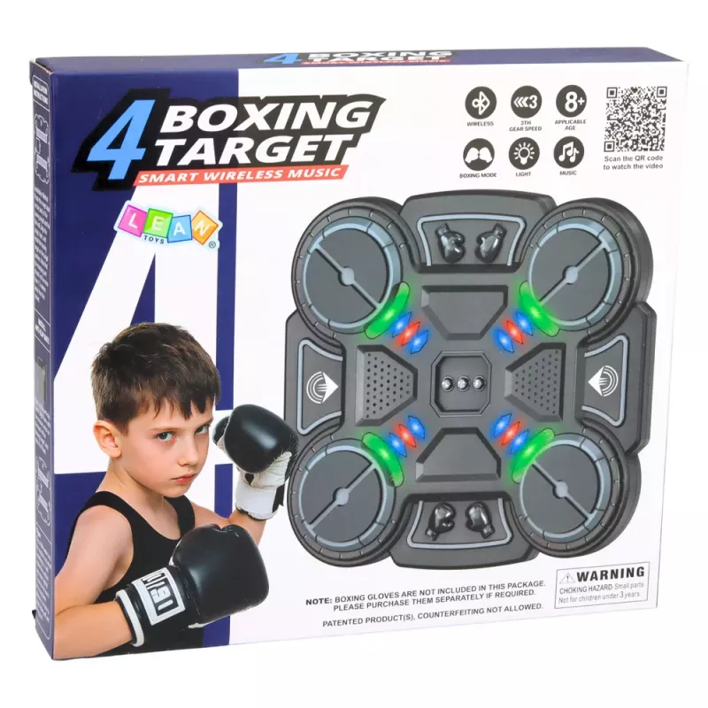 LEAN TOYS Escudo interactivo de entrenamiento de boxeo con música y luces LED, 3 niveles, negro