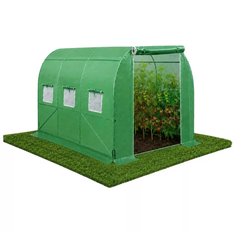 LEAN Invernadero para hortalizas, ventanas verdes UV, 3,5x2x2 m, 7 m²