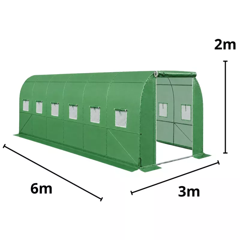 LEAN Invernadero de túnel de plástico para huerto PRO estructura 25 mm 6x3x2 m 18 m²