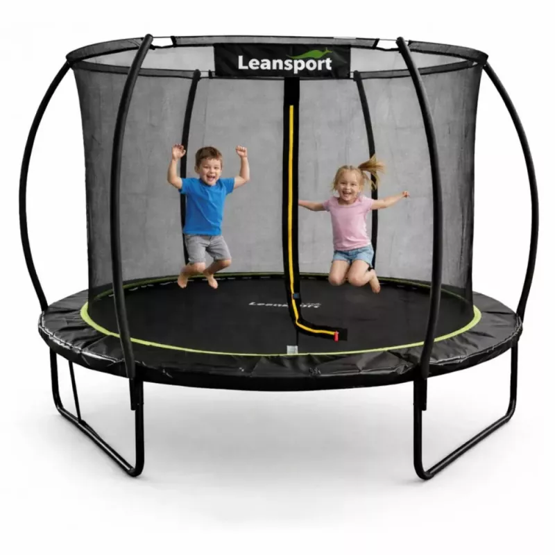 LEAN SPORT LEAN Trampolín de jardín con red interior negro y verde 183 cm 6 ft