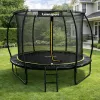 LEAN SPORT LEAN Trampolín de jardín con red interior negro y verde 252 cm 8 ft