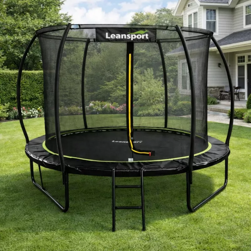 LEAN SPORT LEAN Trampolín de jardín con red interior negro y verde 252 cm 8 ft