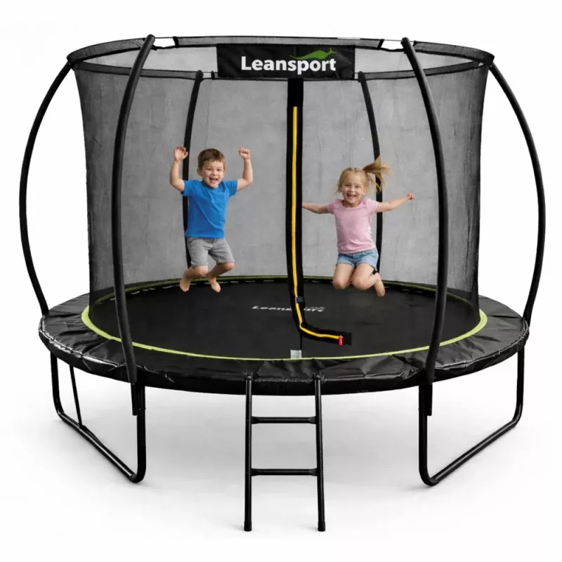 LEAN Sport Trampolín de jardín con red interior negro y verde 305 cm 10 ft