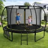 LEAN Sport Trampolín de jardín con red interior negro y verde 305 cm 10 ft