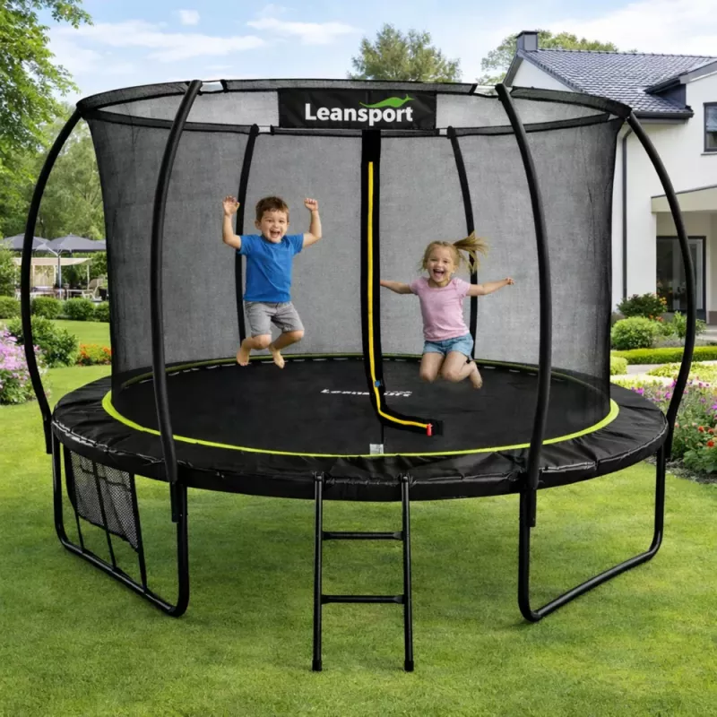LEAN Sport Trampolín de jardín con red interior negro y verde 305 cm 10 ft