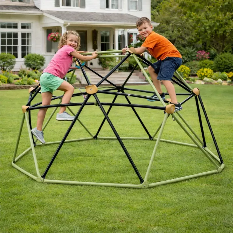 LEAN SPORT Cúpula trepadora para parque infantil de jardín, 182x86 cm, 6FT, azul/amarillo