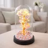 LEAN Rosa eterna en cúpula de cristal con iluminación LED de cristal, 21,5 x 11 cm