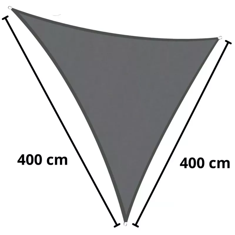 LEAN Vela de sombra para jardín, impermeable, triangular, gris, 400x400 cm