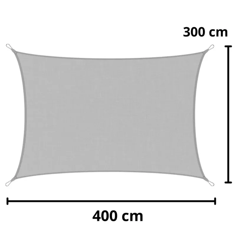LEAN Vela de sombra para jardín, rectangular, impermeable, gris, 300x400 cm