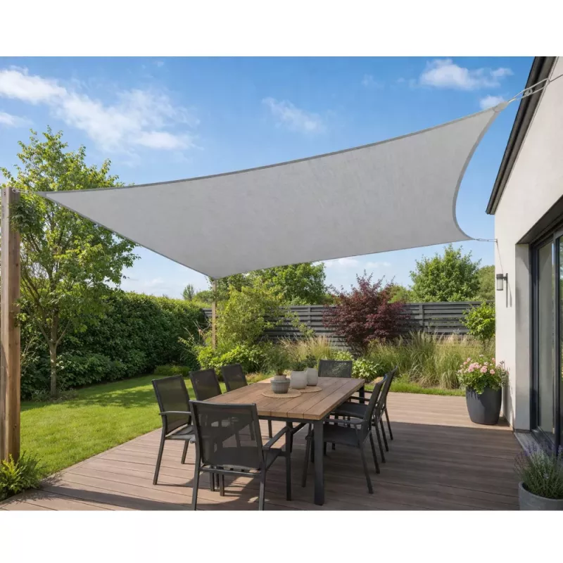 LEAN Vela de sombra para jardín, rectangular, impermeable, gris, 300x400 cm