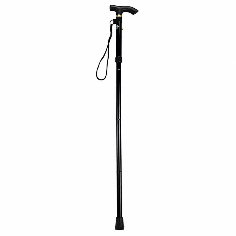 LEAN Bastón telescópico plegable ajustable de aluminio para mayores, negro, 85-95 cm