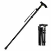 LEAN Bastón telescópico plegable ajustable de aluminio para mayores, negro, 85-95 cm