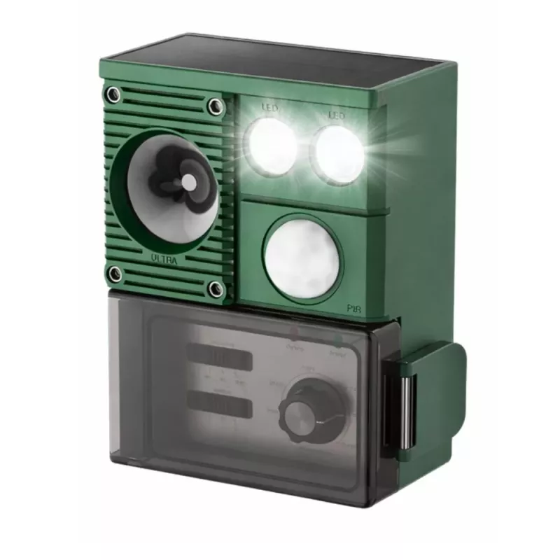 LEAN Repelente solar de animales con sensor de movimiento, ultrasonidos y diodos LED