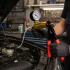 LEAN Bomba de vacío para frenos con manómetro y maletín, 120 ml