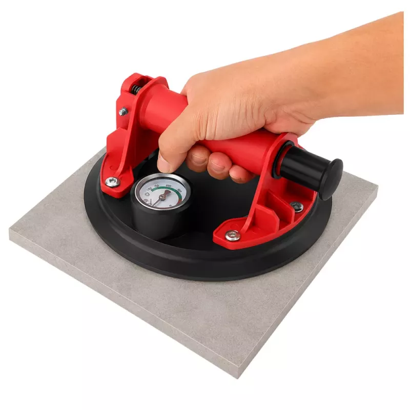 LEAN Ventosa de vacío para baldosas, esmaltes y cristal con manómetro, 20 cm