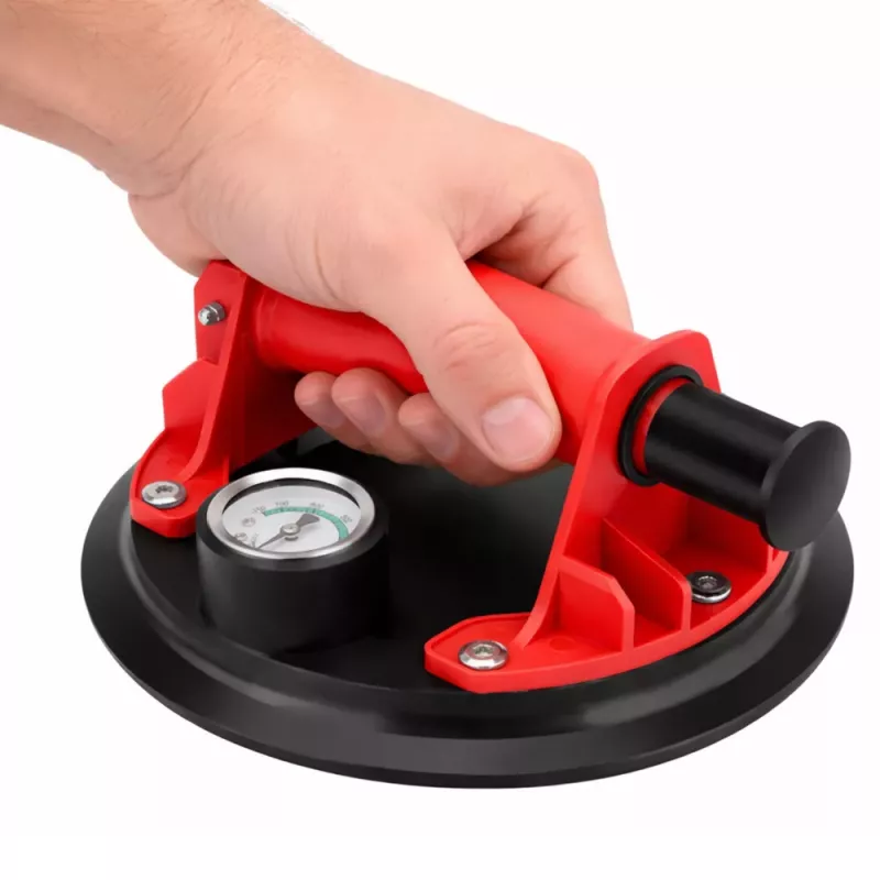 LEAN Ventosa de vacío para baldosas, esmaltes y cristal con manómetro, 20 cm