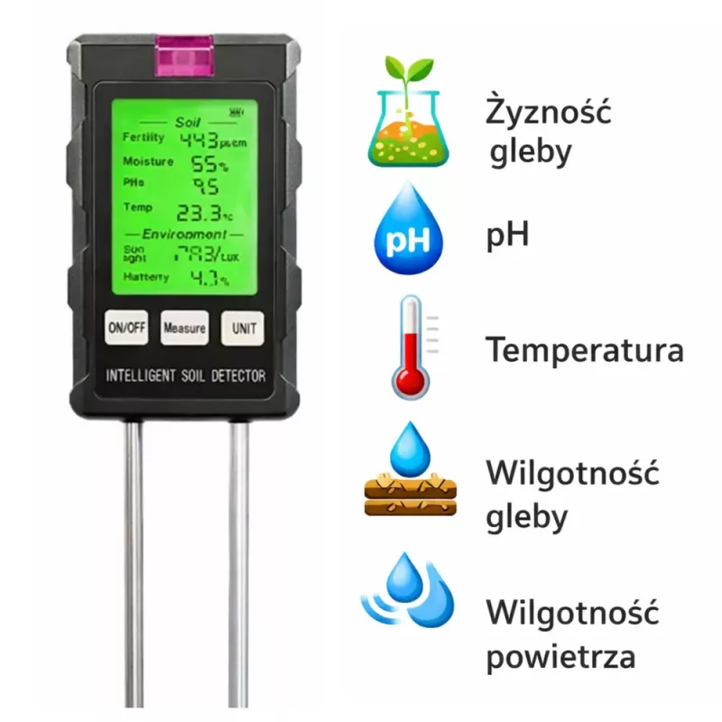 LEAN Medidor de humedad de plantas, higrómetro de suelo 6 en 1, temperatura, luz y PH