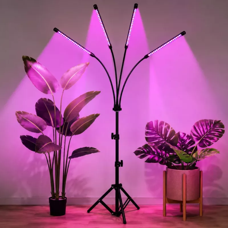 LEAN Lámpara LED para el crecimiento e iluminación de plantas, soporte de 4 paneles, mando a distancia