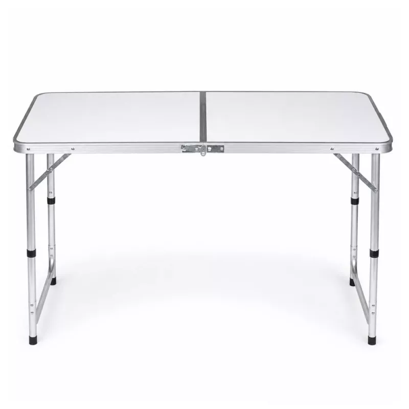 Mesa de camping plegable LEAN con sistema de maleta de altura ajustable, blanco