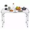 Mesa de camping plegable LEAN con sistema de maleta de altura ajustable, blanco