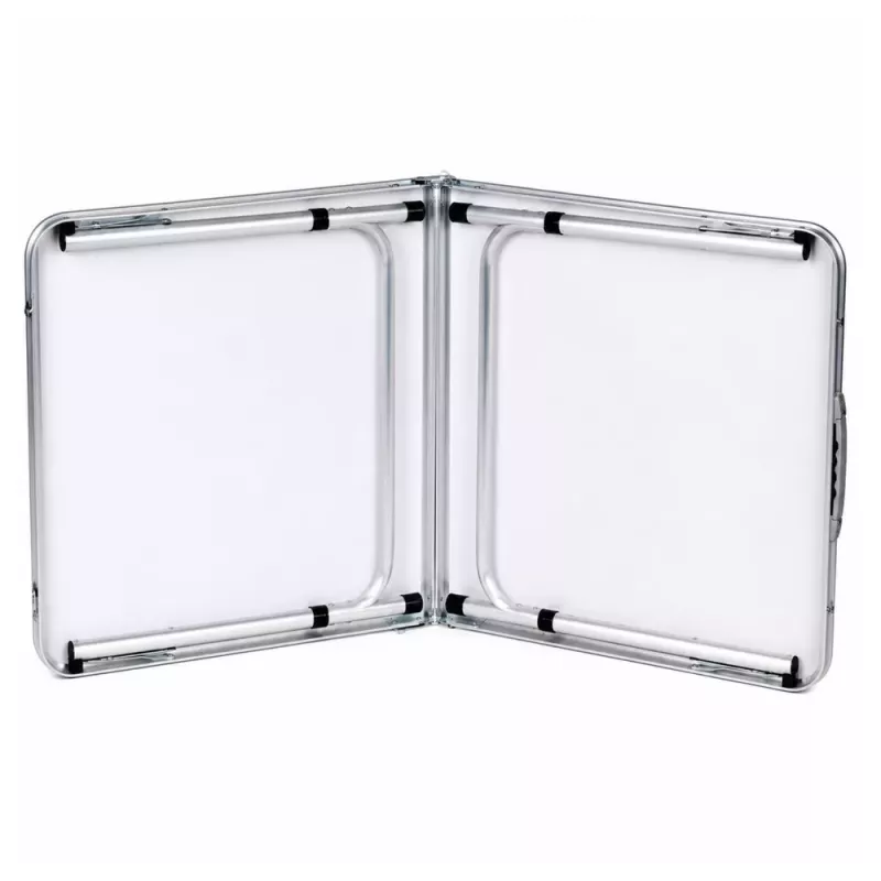 Mesa de camping plegable LEAN con sistema de maleta de altura ajustable, blanco