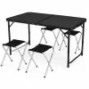 Conjunto de muebles de camping LEAN mesa plegable 4 taburetes negro maleta