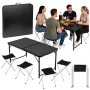 Conjunto de muebles de camping LEAN mesa plegable 4 taburetes negro maleta