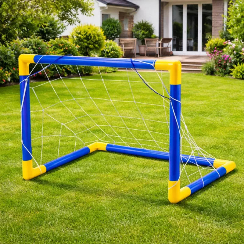 LEAN TOYS conjunto deportivo para jugar al fútbol, portería, balón, bomba 62x40cm