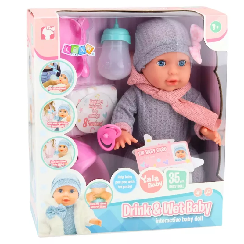 LEAN TOYS muñeca bebé accesorios de cuidado biberón orinal 35 cm