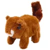 LEAN TOYS ardilla de peluche interactiva en cesta, camina y hace sonidos, marrón
