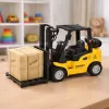 LEAN TOYS carretilla elevadora con horquillas metálicas motorizadas para mover palés y cajas, amarillo