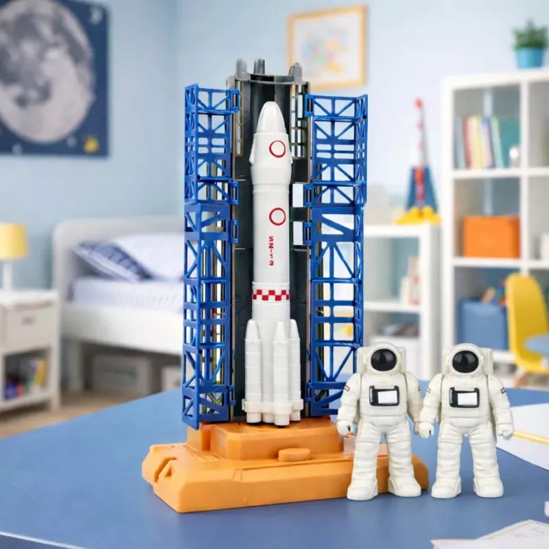LEAN TOYS conjunto espacial cosmonautas torre de lanzamiento cohete transbordador bloques de construcción 300 piezas