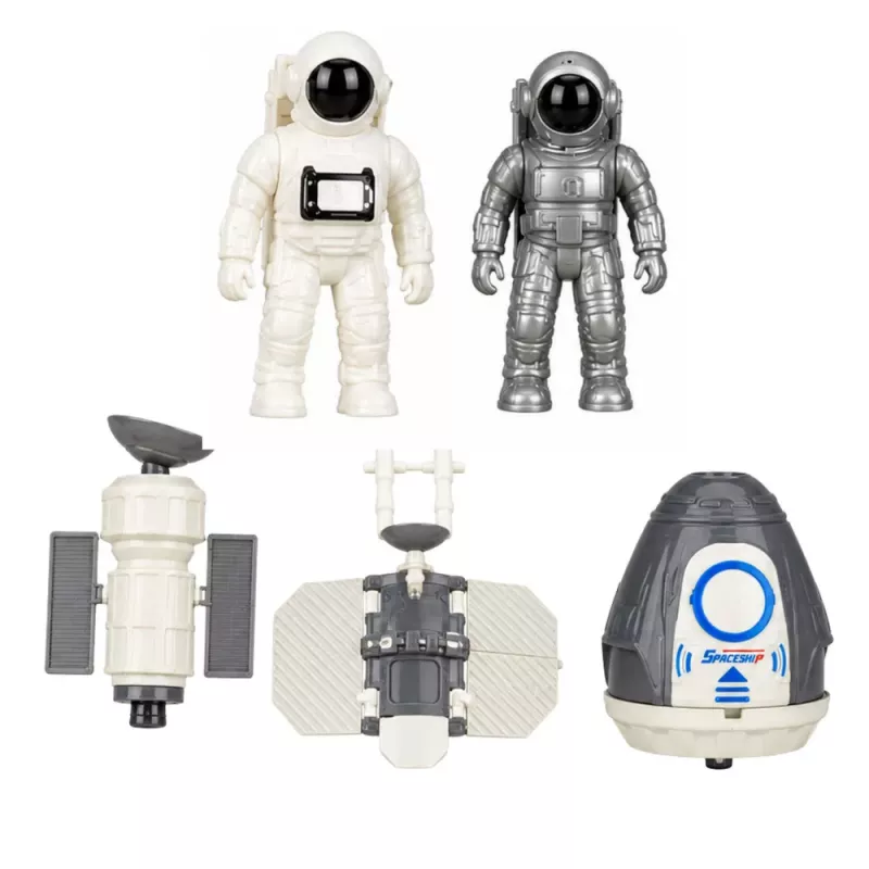 LEAN TOYS estación espacial cohete transbordador satélites cosmonautas luces