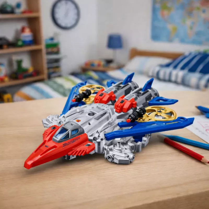 LEAN TOYS robot Fighter Combat 2 en 1 luces sonidos rojo-azul 29 uds.