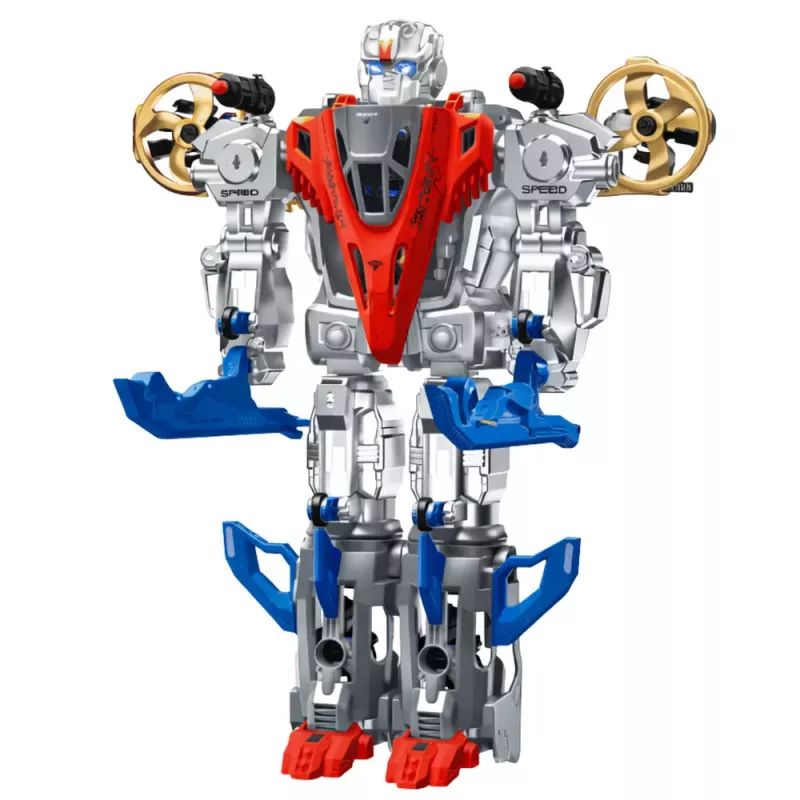 LEAN TOYS robot Fighter Combat 2 en 1 luces sonidos rojo-azul 29 uds.