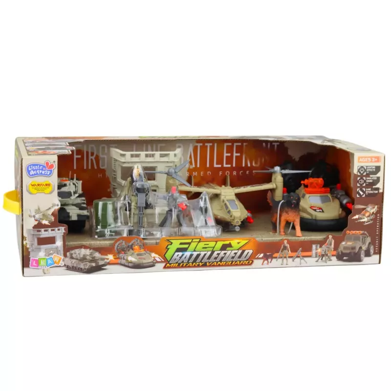 LEAN TOYS conjunto militar: helicóptero del ejército, tanque, aerodeslizador, base de soldados