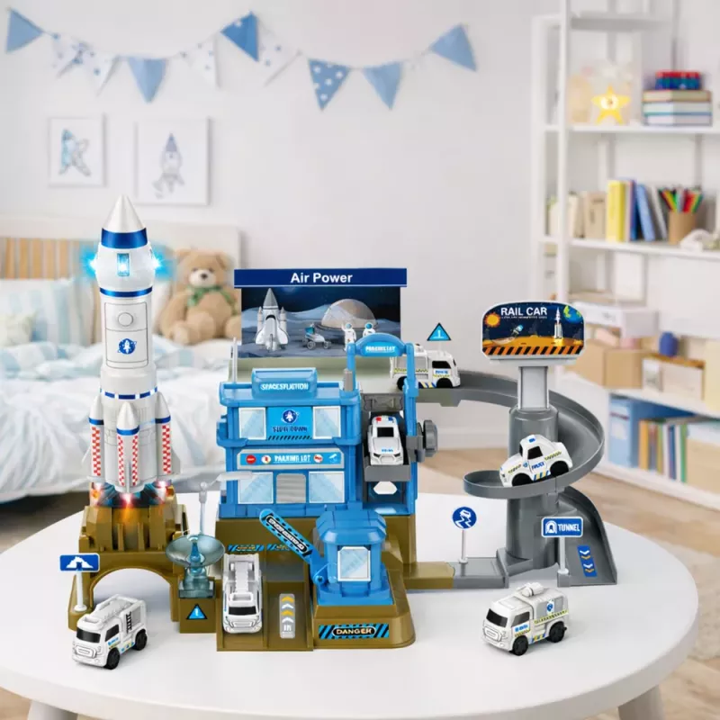 LEAN TOYS estación espacial interactiva cohete de aparcamiento con luz y sonido
