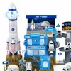 LEAN TOYS estación espacial interactiva cohete de aparcamiento con luz y sonido