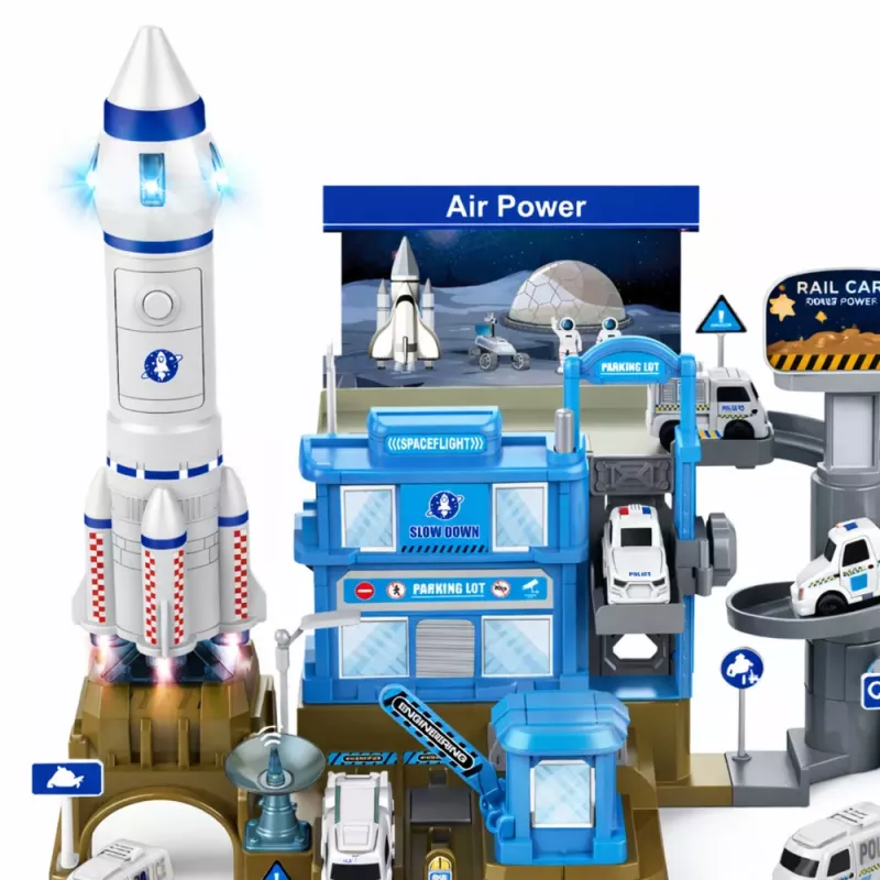 LEAN TOYS estación espacial interactiva cohete de aparcamiento con luz y sonido